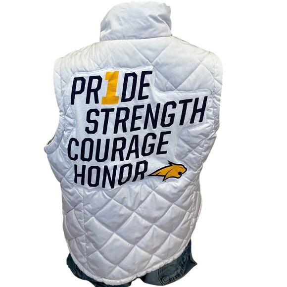 Montana State Bobcat Fleece Vest XL Football Unique Tailgate MSU Oversize White - Picture 1 of 6